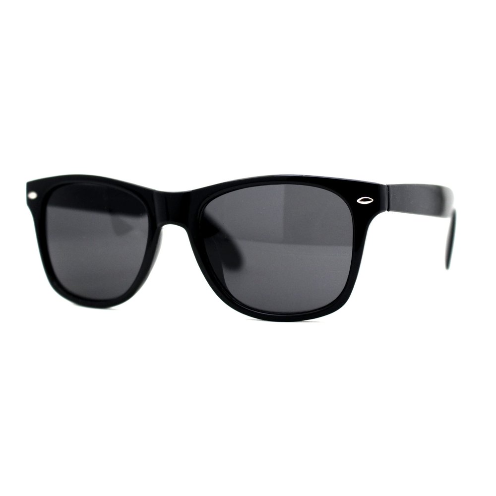 SA106 Kids Child Size Girls Unicorn Print Plastic Horn Rim Sunglasses (Plain Black)