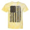 Distressed Black USA Flag - United States Unisex Tie Dye T-Shirt (Pale Yellow Tie Dye, X-Large) view 1