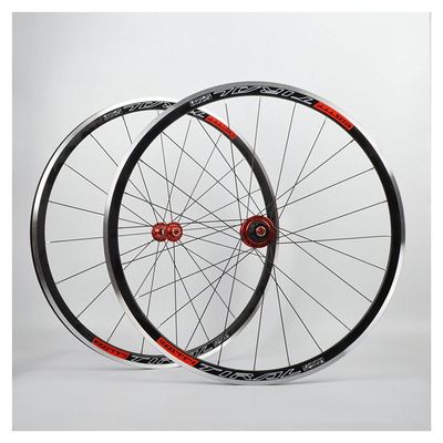 LvTu 30mm Road Bike Wheelset 700C V/C - Brake, Double Wall Aluminum Alloy Rim QR 7-11 Speed Wheels Hub Bike Accessories (Size : Red)