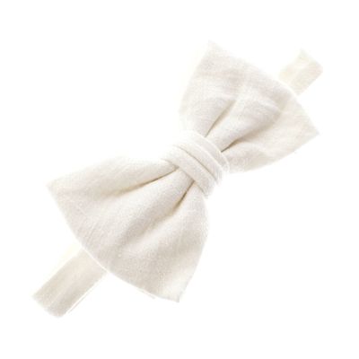My Lello Baby Linen Adjustable Pre-Tied Bow Tie - Off-White
