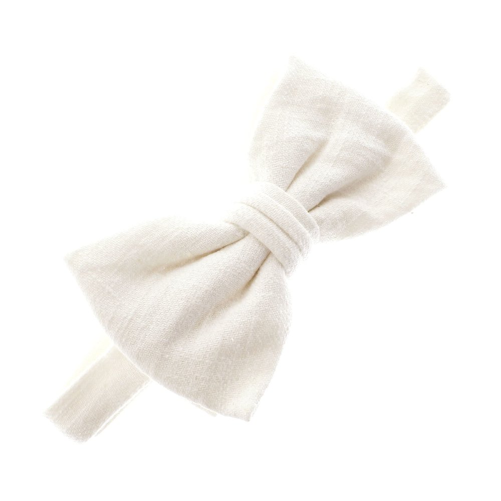 My Lello Baby Linen Adjustable Pre-Tied Bow Tie - Off-White