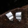 Simple 2 Pairs/Set Polished Geometric Square Oval Clip Ons Earrings Gold Silver Non Piercing Fake Stud Earrings for Women Jewelry-silver view 3