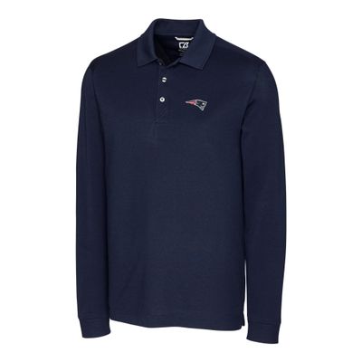 Cutter & Buck Men's Navy New England Patriots Advantage Long Sleeve Polo