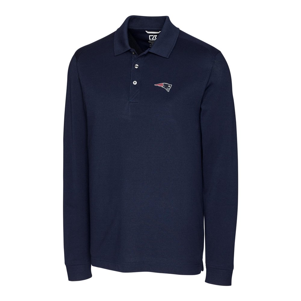 Cutter & Buck Men's Navy New England Patriots Advantage Long Sleeve Polo
