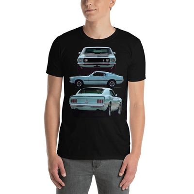 1969 Stang Mach 1 Fastback Classic Cars Short-Sleeve Unisex T-Shirt Black
