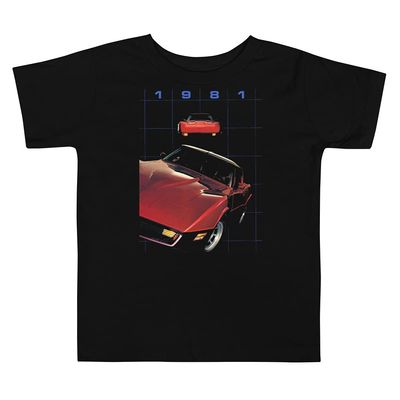 JG Infinite 1981 Chevy 'Vette C3 Muscle Cars Toddler Short Sleeve Tee Black