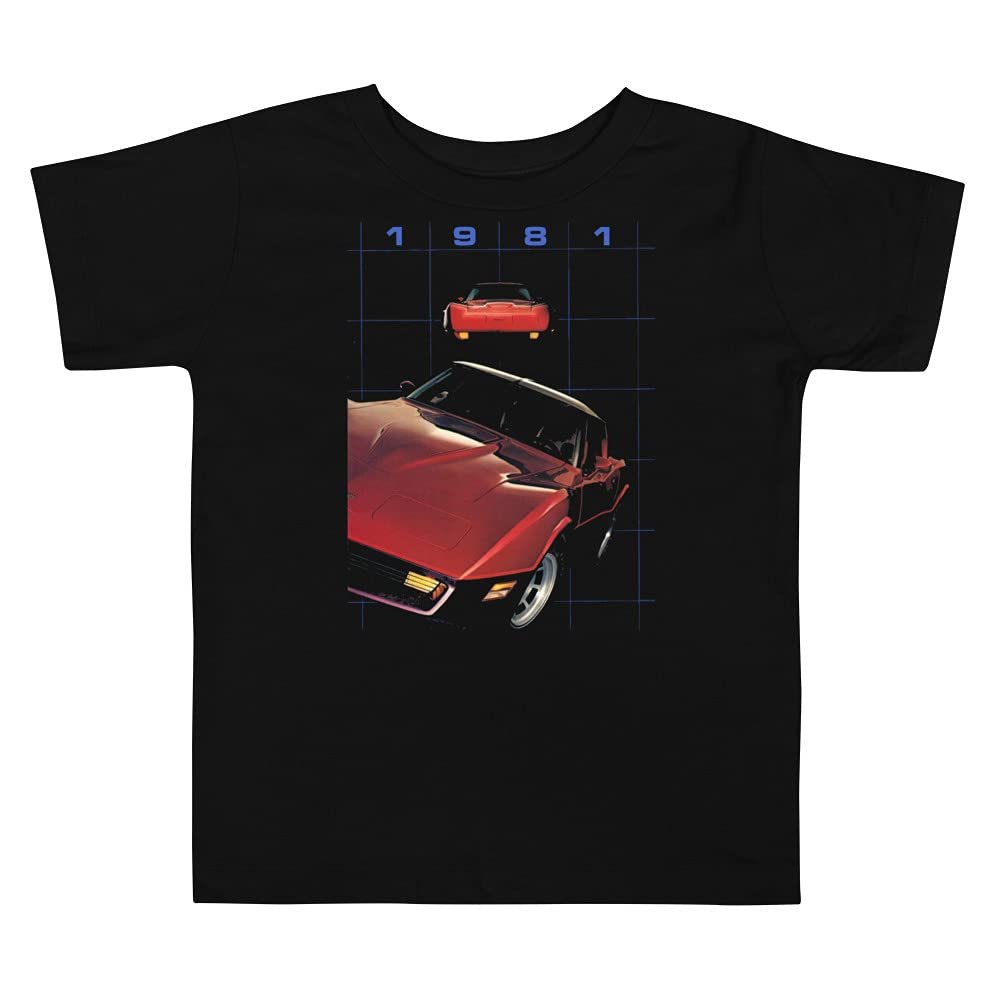 JG Infinite 1981 Chevy 'Vette C3 Muscle Cars Toddler Short Sleeve Tee Black