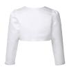 Duoremi Girls Satin Long Sleeve Cardigan Flower Open Front Lace Wedding Bridesmaid Dress Cover Up D1 Pearl White 12 Years view 2