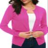 Urban CoCo Women's Long Sleeve Crew Neck Button Down Knit Cardigan Sweater (L, Rose) view 1