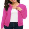 Urban CoCo Women's Long Sleeve Crew Neck Button Down Knit Cardigan Sweater (L, Rose) view 3