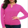 Urban CoCo Women's Long Sleeve Crew Neck Button Down Knit Cardigan Sweater (L, Rose) view 4