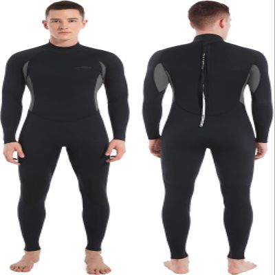 Dark Lightning Full Body Wetsuit Men and Women, 3/2mm Wet Suit Womens Mens Diving Surfing Snorkeling Kayaking Water Sports (Men - Grey-3/2mm, 3X-Large)