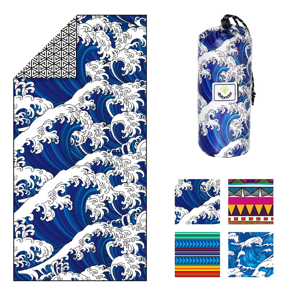 4Monster Microfiber Beach Towel Quick Dry,Super Absorbent Lightweight Travel Towel for Swimmers, Sand Free Camping Towel, Beach Towels for Pool,Swim,Water Sports,Yoga