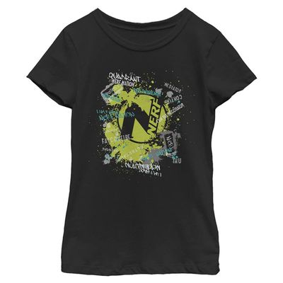 Hasbro Nerf Nerf Graffiti Girl's Solid Crew Tee Black
