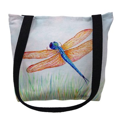 Betsy Drake TY1045S 13 x 13 in. Dragonfly Small Tote Bag Amber & Blue