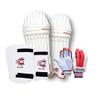CW MAX Cricket Kit for Small Boys Cricket Practice Gear Batting Practice Equipment Elbow Guard Youth Thigh Pad Adult Batting Gloves Men's Batting Legguards Full Set Left & Right (Red Youth) view 1
