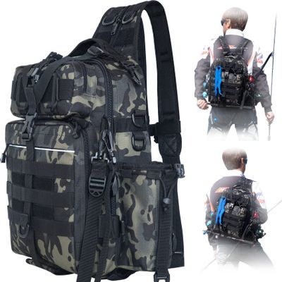 BLISSWILL Fishing Backpack Outdoor Tackle Bag Large Tackle Bag Water-Resistant Fish Backpack with Rod Holder Shoulder Backpack fishing gifts for men