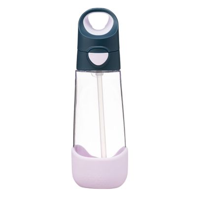 b.box 20oz Tritan Kids Water Bottle Toddler Drink Bottle with Straw for School, Daycare, Travel w/Easy-Grip Triangular Design, Leak Proof Lid & Handle, BPA Free, Dishwasher Safe (Indigo Rose)