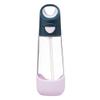 b.box 20oz Tritan Kids Water Bottle Toddler Drink Bottle with Straw for School, Daycare, Travel w/Easy-Grip Triangular Design, Leak Proof Lid & Handle, BPA Free, Dishwasher Safe (Indigo Rose) view 1