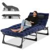 Portable Folding Camping Cot, Adjustable 4-Position Adults Reclining Chaise with Pillow, Outdoor Lounge Chair Sleeping Cots Bed, Perfect for Camping, Pool, Beach, Patio view 1