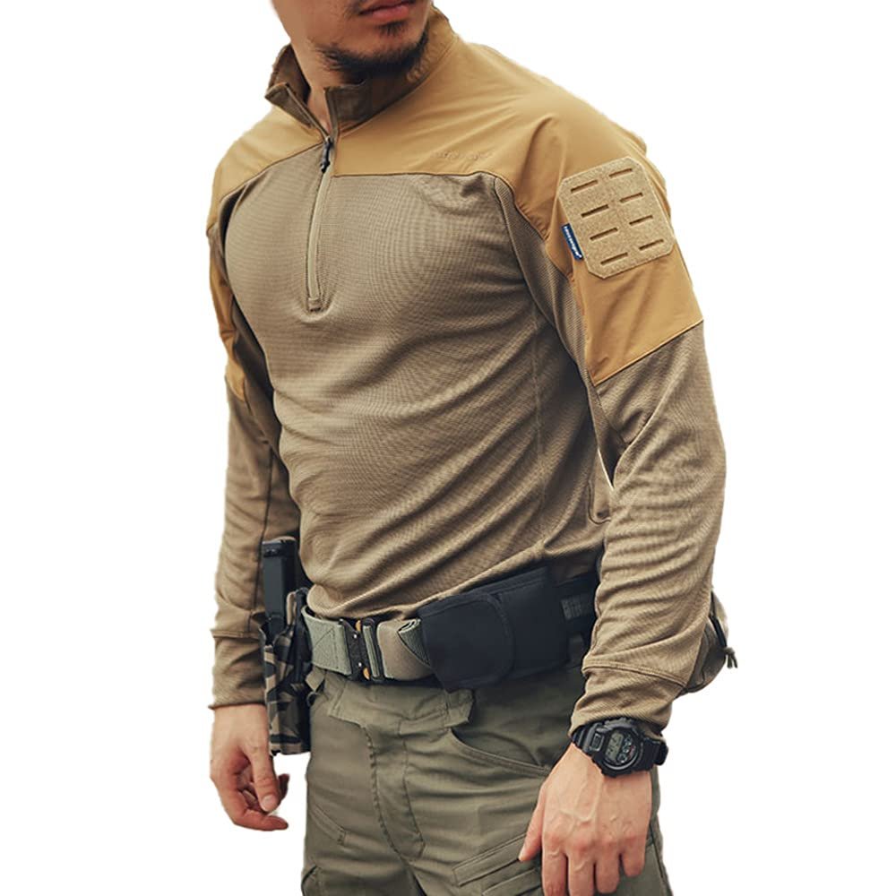 EMERSONGEAR UMP Frogmen Tactical Airsoft Paintball Hiking Quick Dry Shirts for Men Long Sleeve Gym Training T-Shirt Khaki