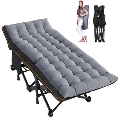 LILYPELLE Folding Camping Cot, Extra Wide Heavy Duty Sleeping Cots with Carry Bag, Double Layer Oxford Portable Travel Camp Cots for Home, Office Nap and Outdoor Beach