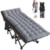 LILYPELLE Folding Camping Cot, Extra Wide Heavy Duty Sleeping Cots with Carry Bag, Double Layer Oxford Portable Travel Camp Cots for Home, Office Nap and Outdoor Beach view 1