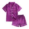 MYGBCPJS 2Pcs Boys Girls Satin Pajamas Set Button-Down Classic Silk Pjs Sleepwear Short Sleeve Top+Shorts Loungewear view 1