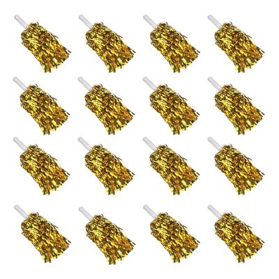 16PCS Cheerleading Pom Poms Metallic Foil Plastic Pom Poms with Baton Handle for Game Sports Squads Dancing Party Football Basketball Club Spirit Sports Stage Performance Celebration (Gold)