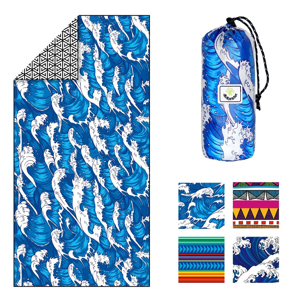 4Monster Microfiber Beach Towel Quick Dry,Super Absorbent Lightweight Travel Towel for Swimmers, Sand Free Camping Towel, Beach Towels for Pool,Swim,Water Sports,Yoga