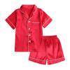 MYGBCPJS 2Pcs Boys Girls Satin Pajamas Set Button-Down Classic Silk Pjs Sleepwear Short Sleeve Top+Shorts Loungewear view 1
