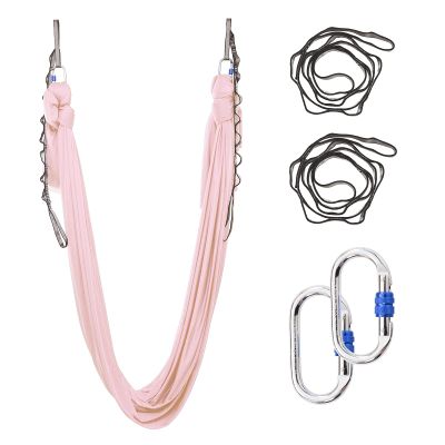 SKYPHAROS 5.5 Yards Aerial Silks Yoga Swing Set - Aerial Yoga Hammock Kit Anti-Gravity Flying for Fitness, Low/Non Stretch Nylon Tricot Fabric Hardware Included for Dance