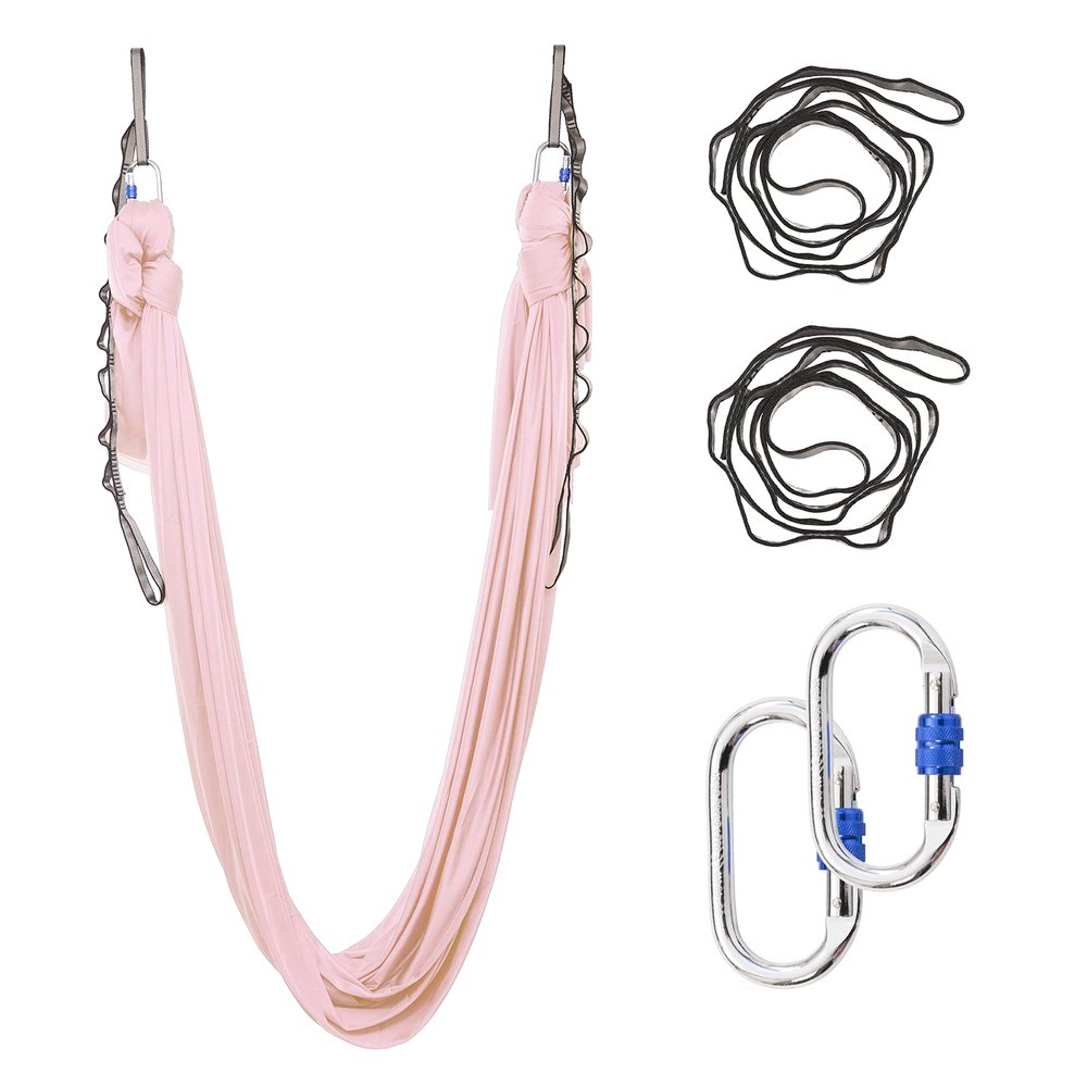 SKYPHAROS 5.5 Yards Aerial Silks Yoga Swing Set - Aerial Yoga Hammock Kit Anti-Gravity Flying for Fitness, Low/Non Stretch Nylon Tricot Fabric Hardware Included for Dance