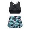 iiniim Kids Girls Criss Criss 2 Piece Tankini Swimsuits Boyshorts Bathing Suits Sport Athletic Dance Outfit Black&Green 14 view 2