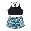 iiniim Kids Girls Criss Criss 2 Piece Tankini Swimsuits Boyshorts Bathing Suits Sport Athletic Dance Outfit Black&Green 14 view 3