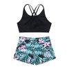 iiniim Kids Girls Criss Criss 2 Piece Tankini Swimsuits Boyshorts Bathing Suits Sport Athletic Dance Outfit Black&Green 14 view 4
