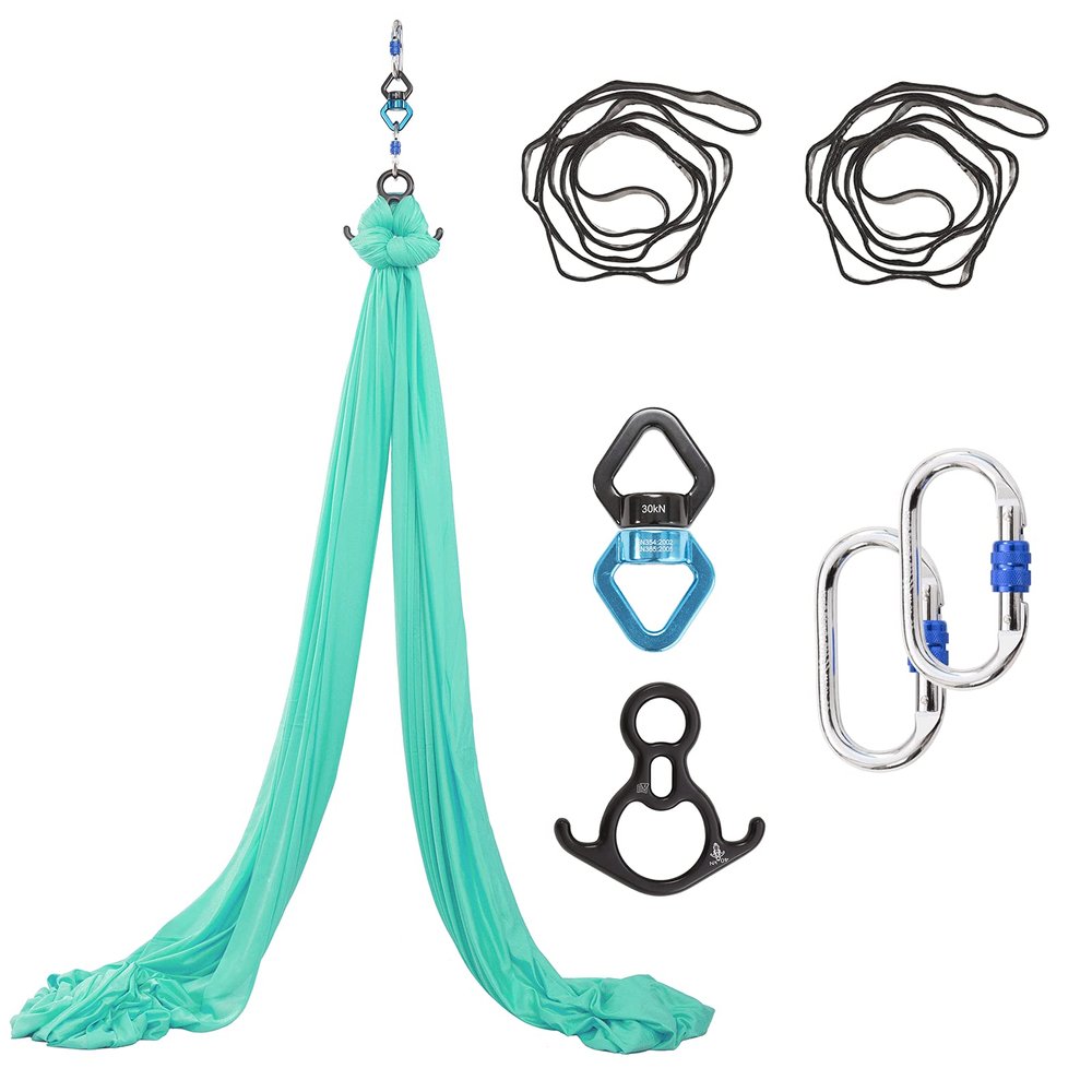 SKYPHAROS 11 Yards Aerial Silks Yoga Swing Set - Aerial Yoga Hammock Kit Anti-Gravity Flying for Fitness, Low/Non Stretch Nylon Tricot Fabric Hardware Included for Dance