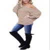 Lacozy Off The Shoulder Sweater Sweatshirt for Women Plain Oversized Tops Knit Pullover Sweaters Batwing Cute Tunic Blouse Khaki S view 2