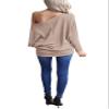 Lacozy Off The Shoulder Sweater Sweatshirt for Women Plain Oversized Tops Knit Pullover Sweaters Batwing Cute Tunic Blouse Khaki S view 4