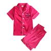 Kids Tales 2Pcs Boys Girls Custom Personalized Satin Pajamas Silk Loungewear Short Sleeve Tops + Shorts Add Your Own Text Design PJS view 1