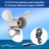 FYMP OEM Upgrade 11/12/13/14/15p Stainless Steel Outboard Boat Propeller for Yamaha Engines 40-60HP,13 Tooth,RH (11 3/8 x 12-G) view 3