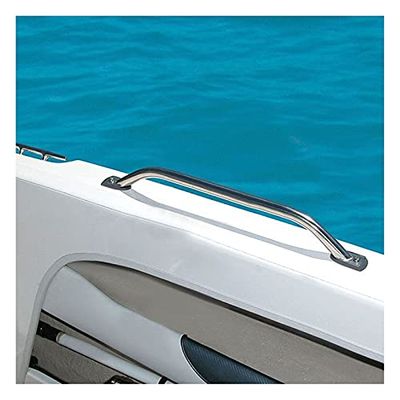 LSXIAO-Wall Art 316 Stainless Steel Ship Handrails, Marine Grade Polishing Flat Tube Grab Handle, Nylon Base for Yacht, Fishing Boat, Speedboat, Ship's Side (Color : Silver, Size : D19-22.9cm)