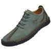 Mens Outdoor Casual Leather Sneakers Lightweight Athletic Loafers Fashion Walking Slip-on Shoes 11.5 Green,11.22" Heel to Toe view 1