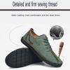 Mens Outdoor Casual Leather Sneakers Lightweight Athletic Loafers Fashion Walking Slip-on Shoes 11.5 Green,11.22" Heel to Toe view 3