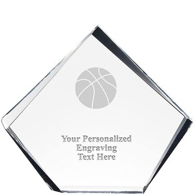 Basketball Acrylics - 6.25" Pyramid Acrylic Trophy Award Basketball Presentation Keepsake, Your Engraving Included Prime