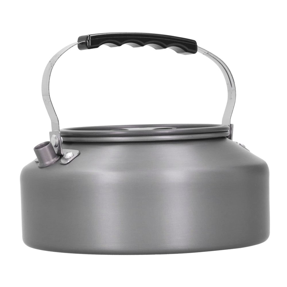 Camping Kettle 1.6L Portable Camping Coffee Tea Pot Outdoor Fishing Hiking Barbecue Kettle Pot (Black Handle)