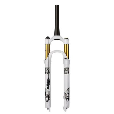 Jejy Front Forks MTB Shock Absorber 26/27.5/29 Suspension Air Fork Travel 100mm Shoulder Control/Wire Control White Mountain Bike (Color : Tapered Remote Lockout, Size : 27.5)