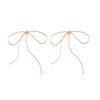 3D Handmade Exaggeration Tassel Metal Light Luxury Simple Line Bow Earrings Elegant Female Ribbon Stud Earrings (3D Metal Tassel Simple Line Bow Ribbon Stud Earrings-Gold) view 1