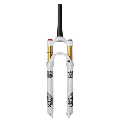 Jejy Front Forks MTB Shock Absorber 26/27.5/29 Suspension Air Fork Travel 100mm Shoulder Control/Wire Control White Mountain Bike (Color : Tapered Manual Lockout, Size : 26)