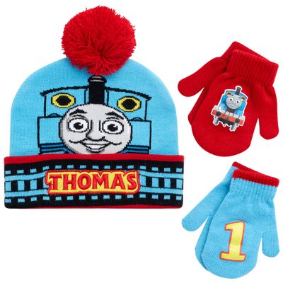 Mattel Thomas The Train Winter Hat & 2 Pair Mittens Set (Toddler), Size Age 2-4, Thomas The Train Mitten Beanie